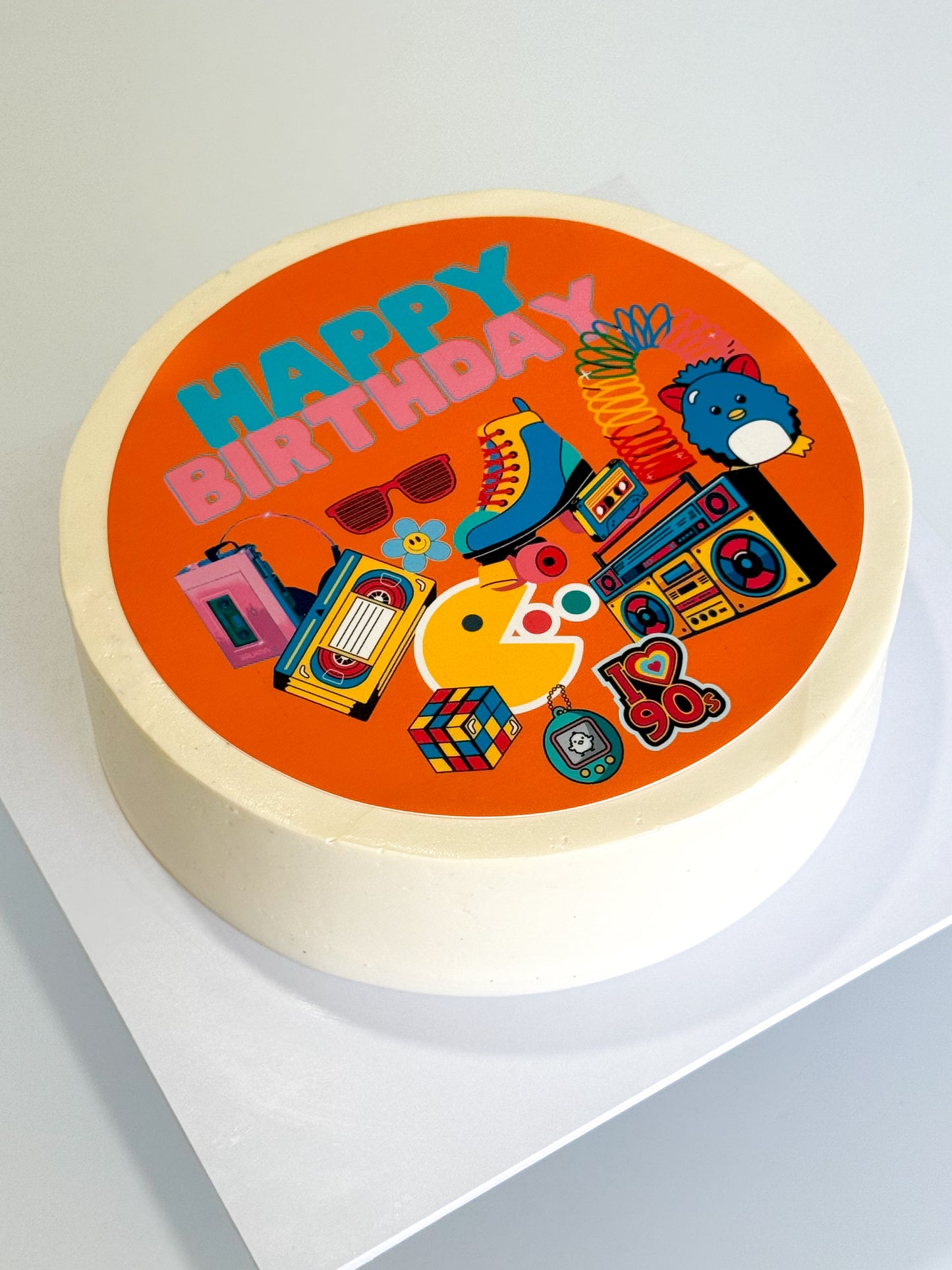 Retro orange adult birthday cake topper custom design