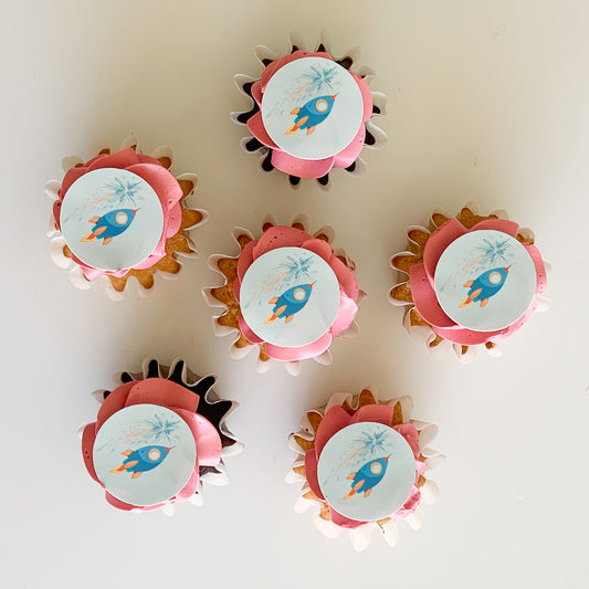 Space Theme Edible Icing Sheet for 24 Cupcakes