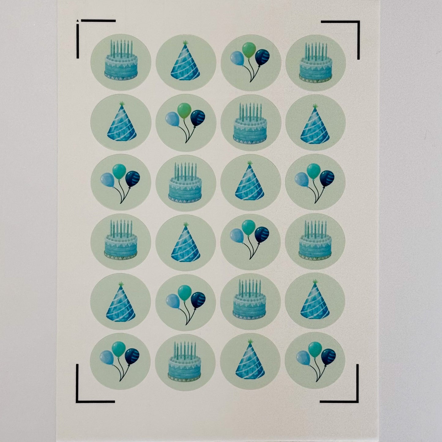 Modern Green/Blue Edible Icing Sheet for 24 Cupcakes