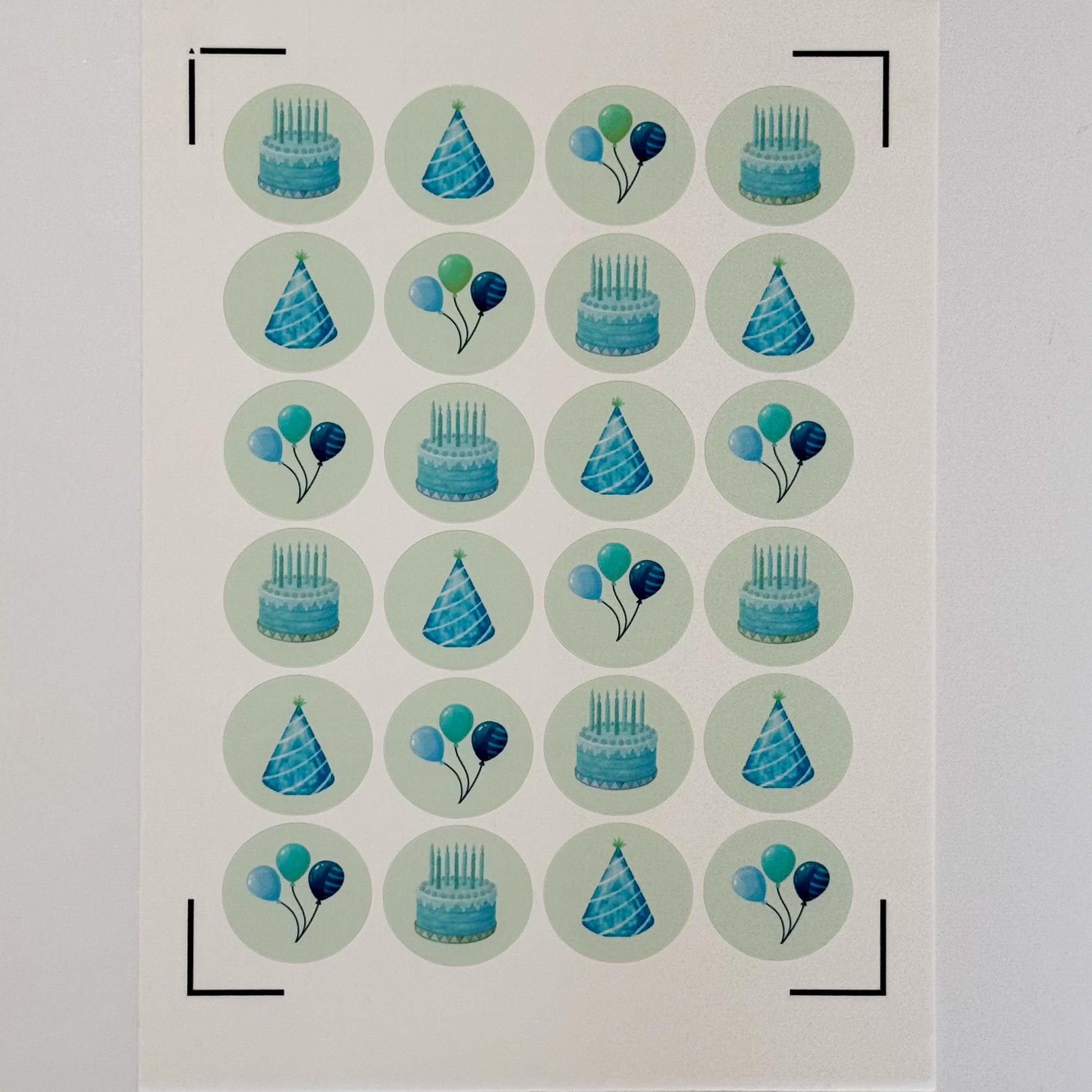 Modern Green/Blue Edible Icing Sheet for 24 Cupcakes