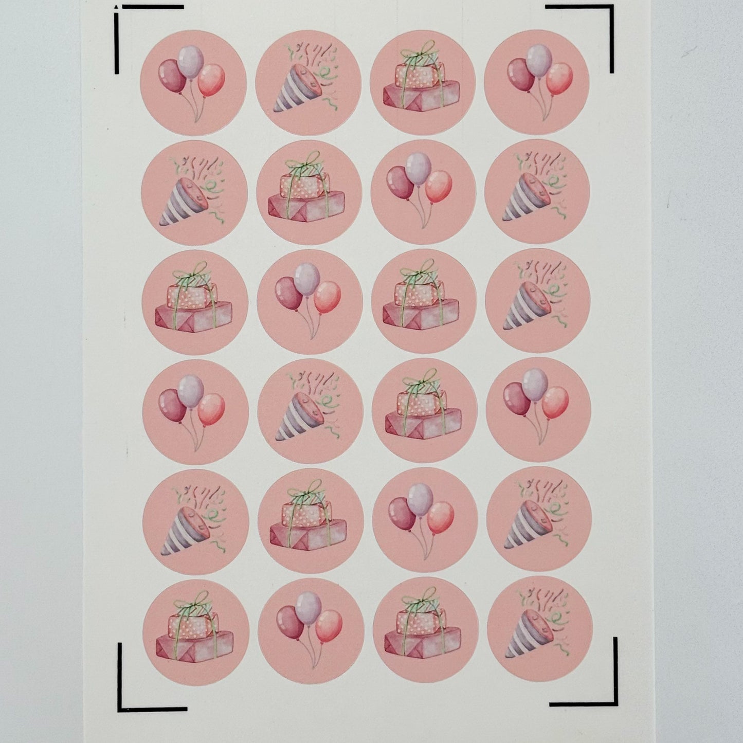 Modern Red/Pink Edible Icing Sheet for 24 Cupcakes