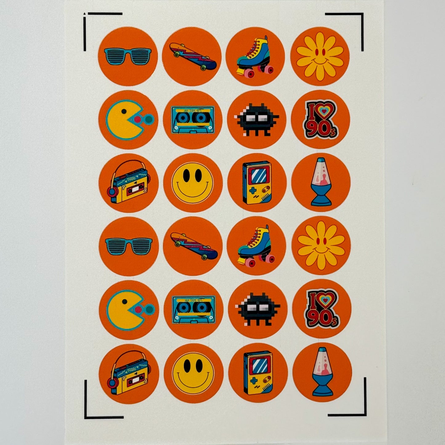 Retro Orange Edible Icing Sheet for 24 Cupcakes