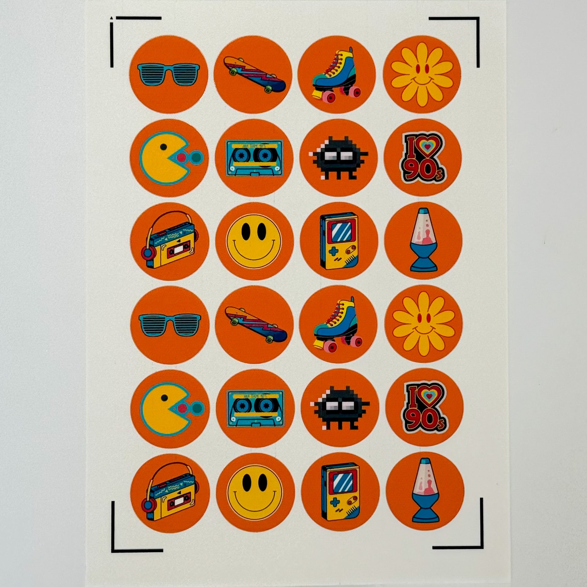 Retro Orange Edible Icing Sheet for 24 Cupcakes
